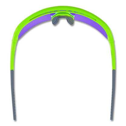 Skullerz AEGIR Anti-Scratch Enhanced Anti-Fog Safety Glasses, Lime Half Frame, Mirrored Purple Single Lens