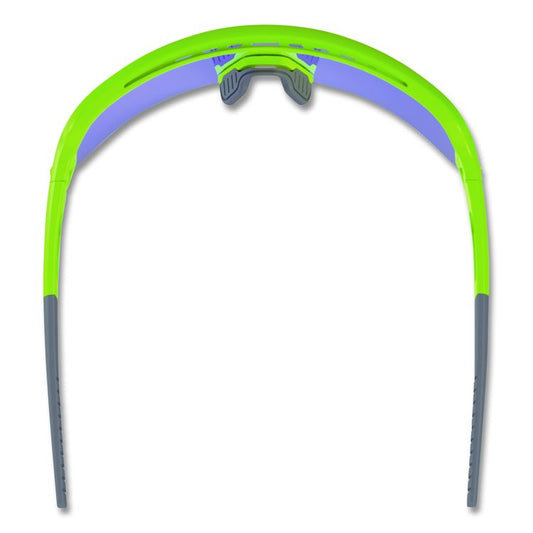 Skullerz AEGIR Safety Glasses, Lime Half Frame, Mirrored Blue Single Lens