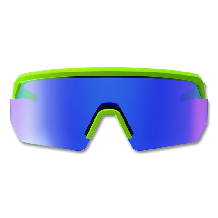 Skullerz AEGIR Anti-Scratch Enhanced Anti-Fog Safety Glasses, Lime Half Frame, Mirrored Blue Single Lens