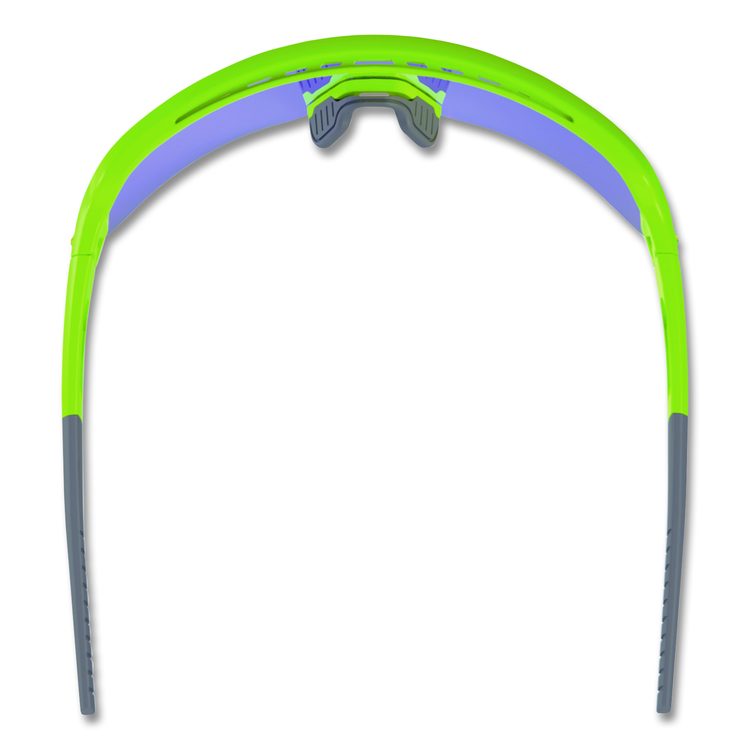 Skullerz AEGIR Anti-Scratch Enhanced Anti-Fog Safety Glasses, Lime Half Frame, Mirrored Blue Single Lens