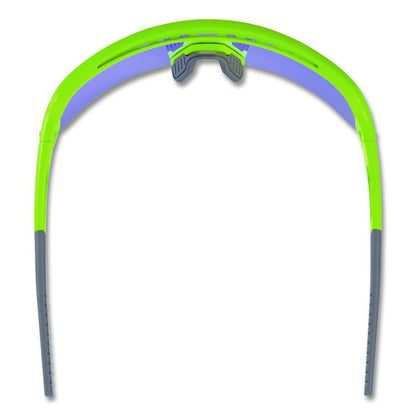 Skullerz AEGIR Anti-Scratch Enhanced Anti-Fog Safety Glasses, Lime Half Frame, Mirrored Blue Single Lens