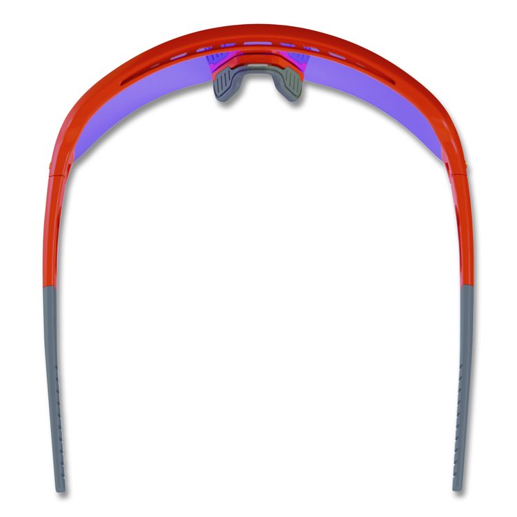 Skullerz AEGIR Safety Glasses, Orange Half Frame, Mirrored Purple Single Lens