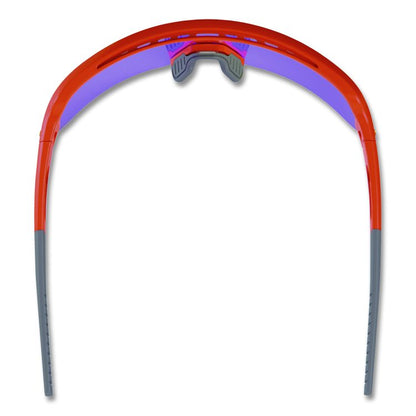 Skullerz AEGIR Safety Glasses, Orange Half Frame, Mirrored Purple Single Lens