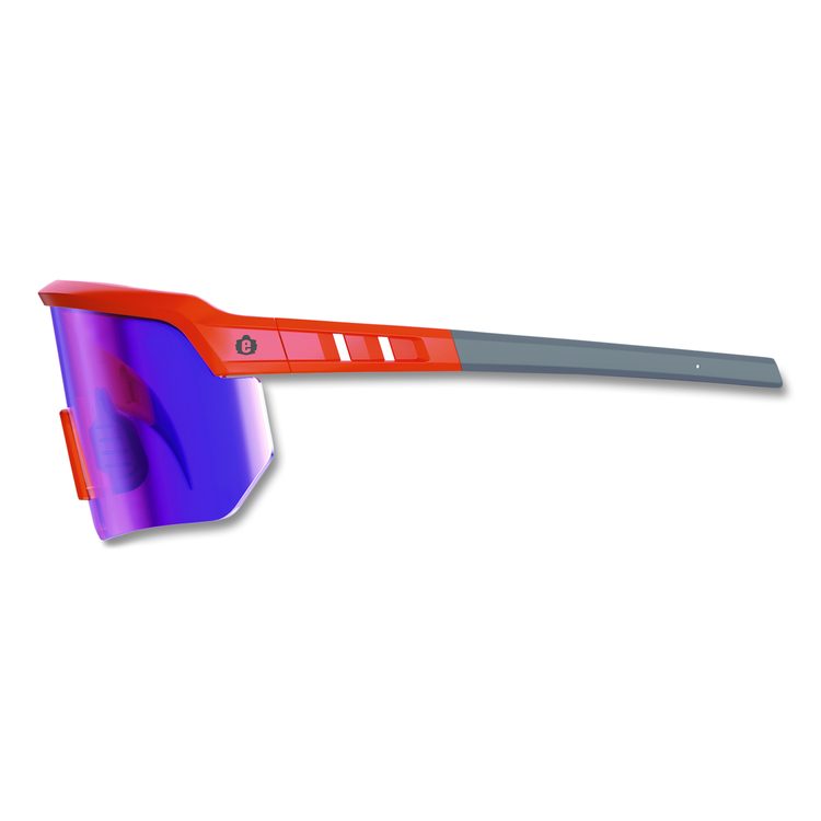 Skullerz AEGIR Safety Glasses, Orange Half Frame, Mirrored Purple Single Lens