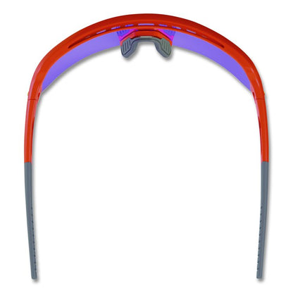 Skullerz AEGIR Anti-Scratch Enhanced Anti-Fog Safety Glasses, Orange Half Frame, Mirrored Purple Single Lens