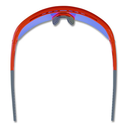 Skullerz AEGIR Safety Glasses, Orange Half Frame, Mirrored Blue Single Lens