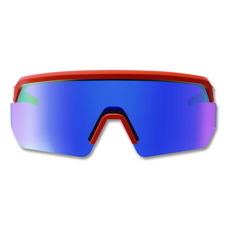 Skullerz AEGIR Anti-Scratch Enhanced Anti-Fog Safety Glasses, Orange Half Frame, Mirrored Blue Single Lens