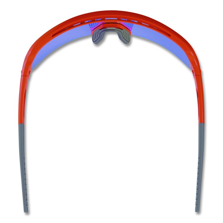 Skullerz AEGIR Anti-Scratch Enhanced Anti-Fog Safety Glasses, Orange Half Frame, Mirrored Blue Single Lens
