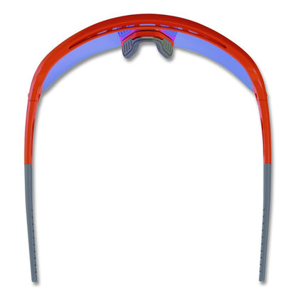 Skullerz AEGIR Anti-Scratch Enhanced Anti-Fog Safety Glasses, Orange Half Frame, Mirrored Blue Single Lens