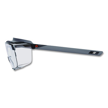 Skullerz OSMIN Safety Glasses, Matte Black Half Frame OTG, Clear Single Lens