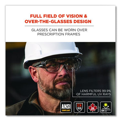 Skullerz OSMIN Safety Glasses, Matte Black Half Frame OTG, Clear Single Lens