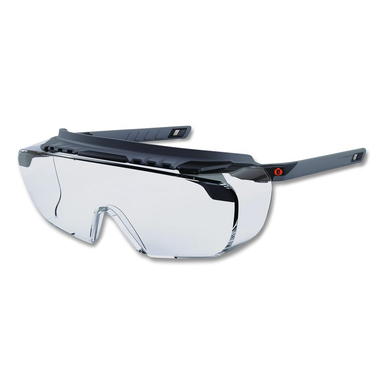 Skullerz OSMIN Safety Glasses, Matte Black Half Frame OTG, Clear Single Lens
