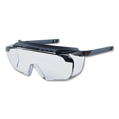 Skullerz OSMIN Safety Glasses, Matte Black Half Frame OTG, Clear Single Lens