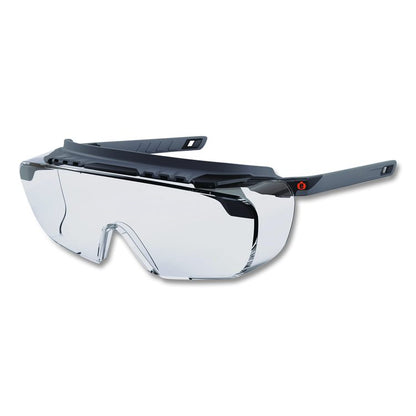 Skullerz OSMIN Anti-Scratch Enhanced Anti-Fog Safety Glasses, Matte Black Half Frame OTG, Clear Single Lens