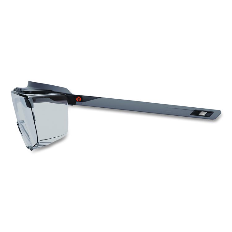 Skullerz OSMIN Anti-Scratch Enhanced Anti-Fog Safety Glasses, Matte Black Half Frame OTG, Clear Single I/O Lens