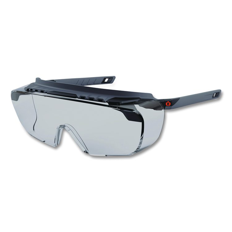Skullerz OSMIN Anti-Scratch Enhanced Anti-Fog Safety Glasses, Matte Black Half Frame OTG, Clear Single I/O Lens