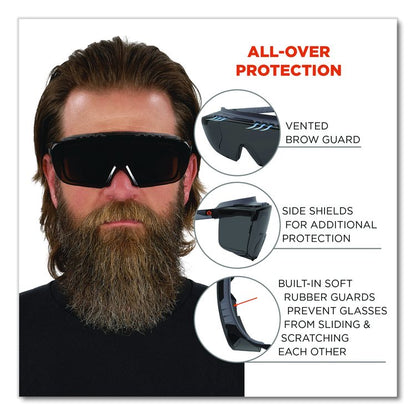 Skullerz OSMIN Safety Glasses, Matte Black Half Frame OTG, Smoke Single Lens