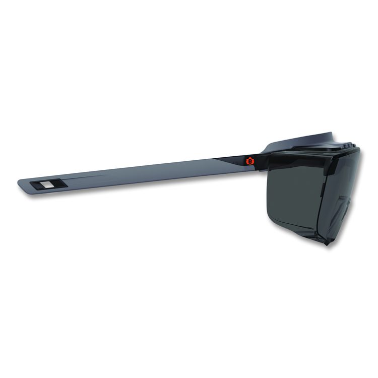 Skullerz OSMIN Anti-Scratch Enhanced Anti-Fog Safety Glasses, Matte Black Half Frame OTG, Smoke Single Lens