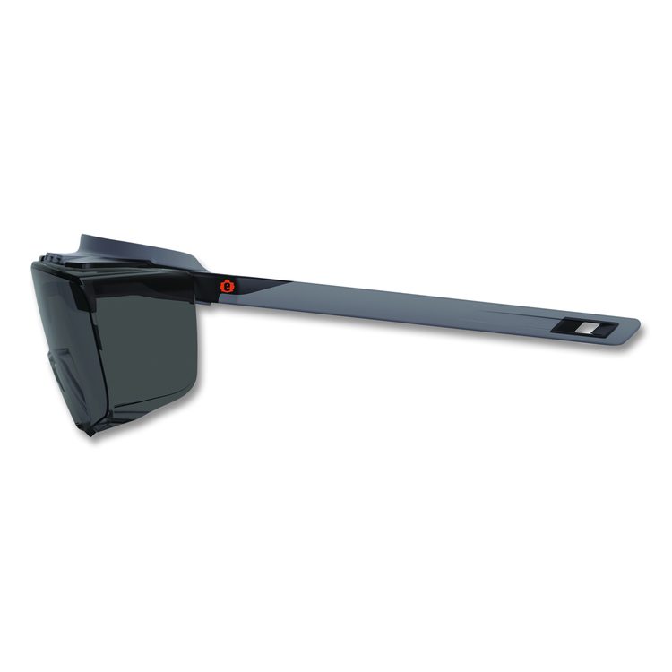 Skullerz OSMIN Anti-Scratch Enhanced Anti-Fog Safety Glasses, Matte Black Half Frame OTG, Smoke Single Lens