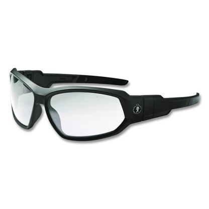 Skullerz LOKI Anti-Scratch Enhanced Anti-Fog Convertible Safety Spoggles with Strap, Matte Black Half Frame, Clear Dual Lens