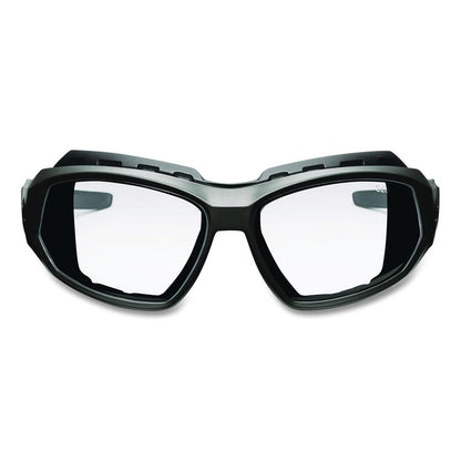 Skullerz LOKI Anti-Scratch Enhanced Anti-Fog Convertible Safety Spoggles with Strap, Matte Black Half Frame, Clear Dual Lens