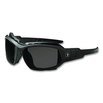Skullerz LOKI Anti-Scratch Enhanced Anti-Fog Convertible Safety Spoggles with Strap, Matte Black Half Frame, Smoke Dual Lens