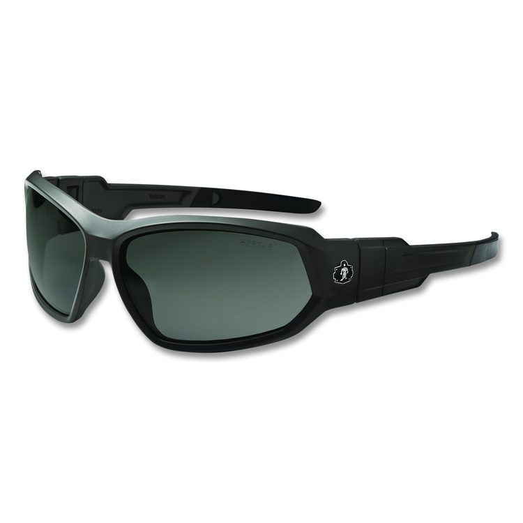 Skullerz LOKI Anti-Scratch Enhanced Anti-Fog Convertible Safety Spoggles with Strap, Matte Black Half Frame, Smoke Dual Lens