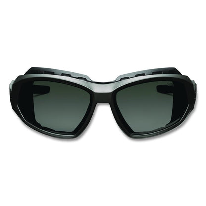 Skullerz LOKI Anti-Scratch Enhanced Anti-Fog Convertible Safety Spoggles with Strap, Matte Black Half Frame, Smoke Dual Lens