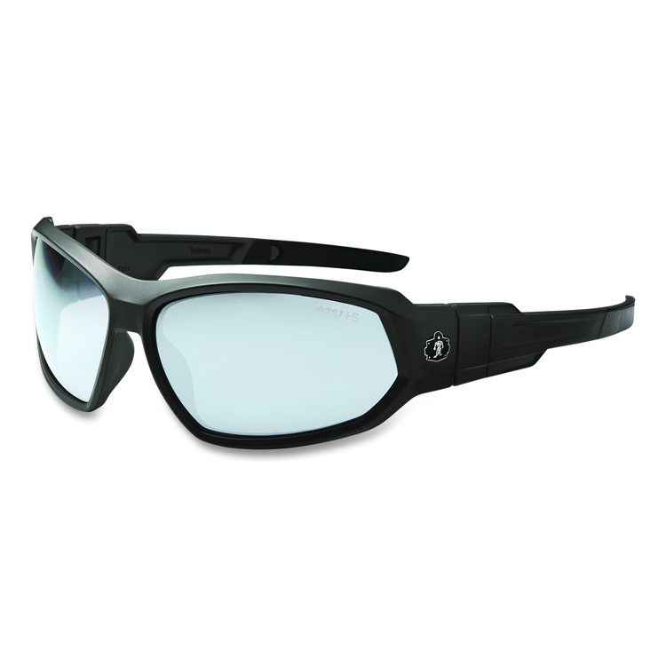 Skullerz LOKI Anti-Scratch Enhanced Anti-Fog Convertible Safety Spoggles, Matte Black Half Frame, Clear Dual I/O Lens