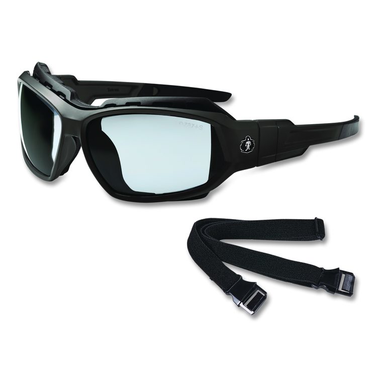 Skullerz LOKI Anti-Scratch Enhanced Anti-Fog Convertible Safety Spoggles, Matte Black Half Frame, Clear Dual I/O Lens
