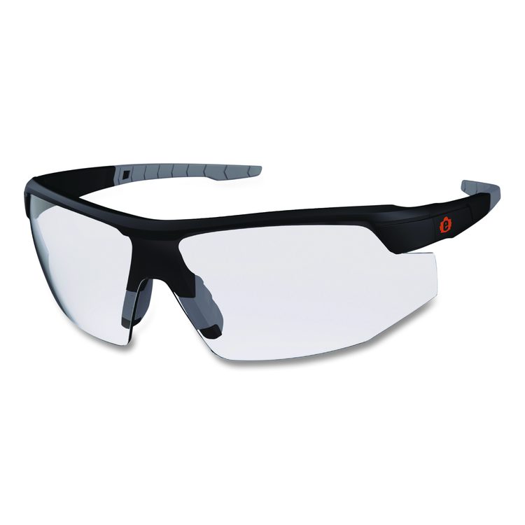 Skullerz SKOLL Anti-Scratch Enhanced Anti-Fog Safety Glasses, Matte Black Half Frame, Clear Single Lens