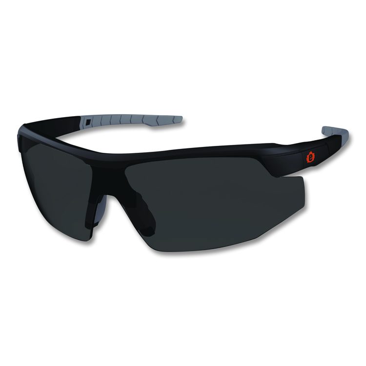 Skullerz SKOLL Anti-Scratch Enhanced Anti-Fog Safety Glasses, Matte Black Half Frame, Smoke Single Lens