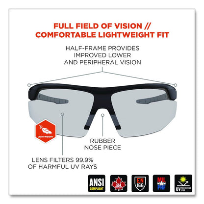 Skullerz SKOLL Anti-Scratch Enhanced Anti-Fog Safety Glasses, Matte Black Half Frame, Clear Single I/O Lens