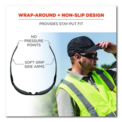 Skullerz SAGA Anti-Scratch Enhanced Anti-Fog Safety Glasses, Frameless, Smoke Single Lens