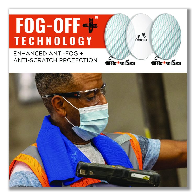 Skullerz VALI Anti-Scratch Enhanced Anti-Fog Safety Glasses, Frameless, Clear Single Lens