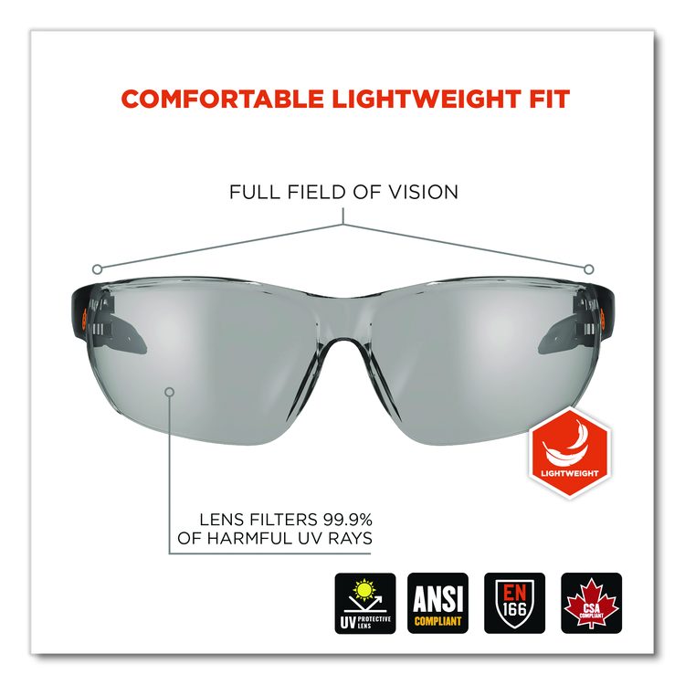 Skullerz VALI Anti-Scratch Enhanced Anti-Fog Safety Glasses, Frameless, Clear Single I/O Lens