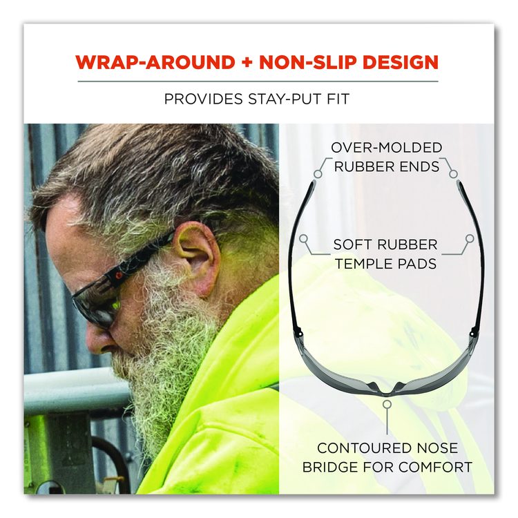 Skullerz VALI Anti-Scratch Enhanced Anti-Fog Safety Glasses, Frameless, Clear Single I/O Lens