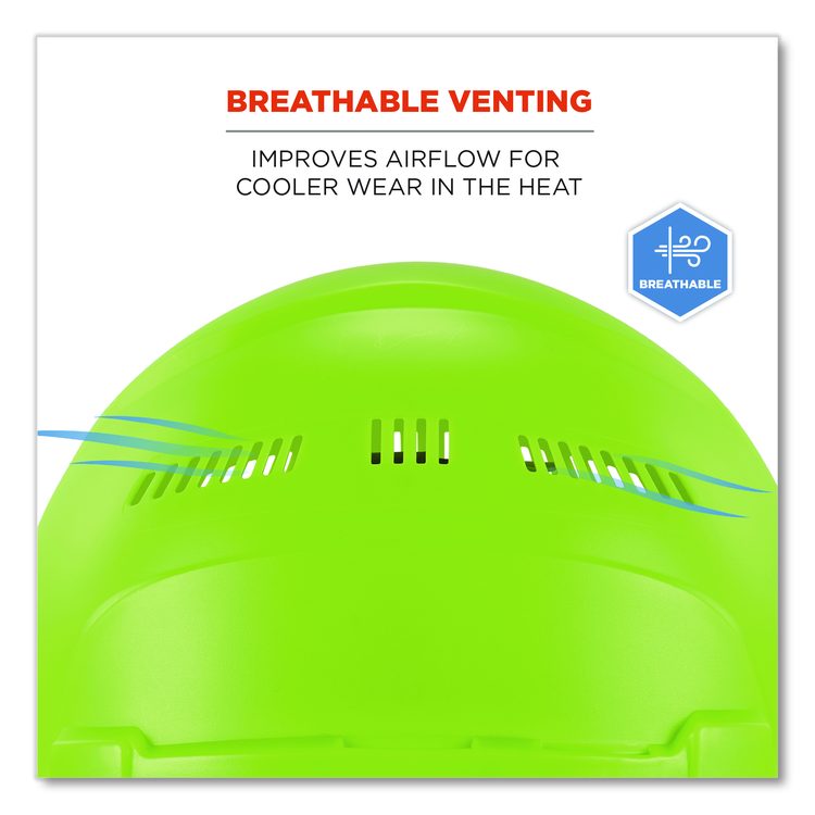 Skullerz 8966 Class C Lightweight Cap-Style Hard Hat with Adjustable Venting, 6-Point Ratchet, One Size Fits Most, Lime