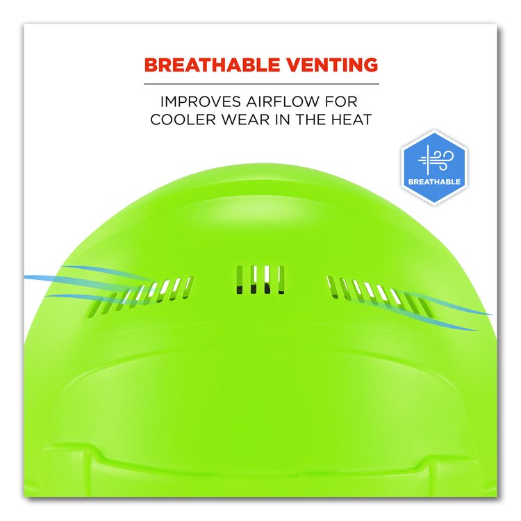 Skullerz 8968 Class C Lightweight Full Brim Hard Hat with Adjustable Venting, 6-Point Ratchet, One Size Fits Most, Lime