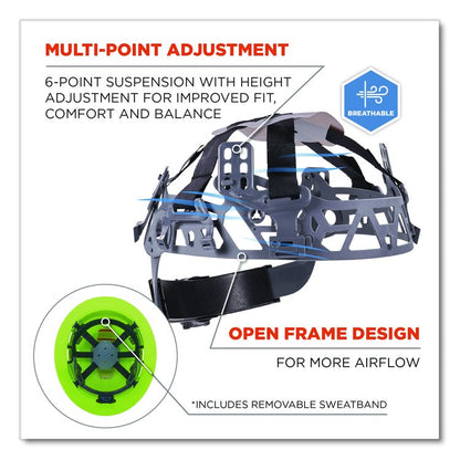 Skullerz 8968 Class C Lightweight Full Brim Hard Hat with Adjustable Venting, 6-Point Ratchet, One Size Fits Most, Lime