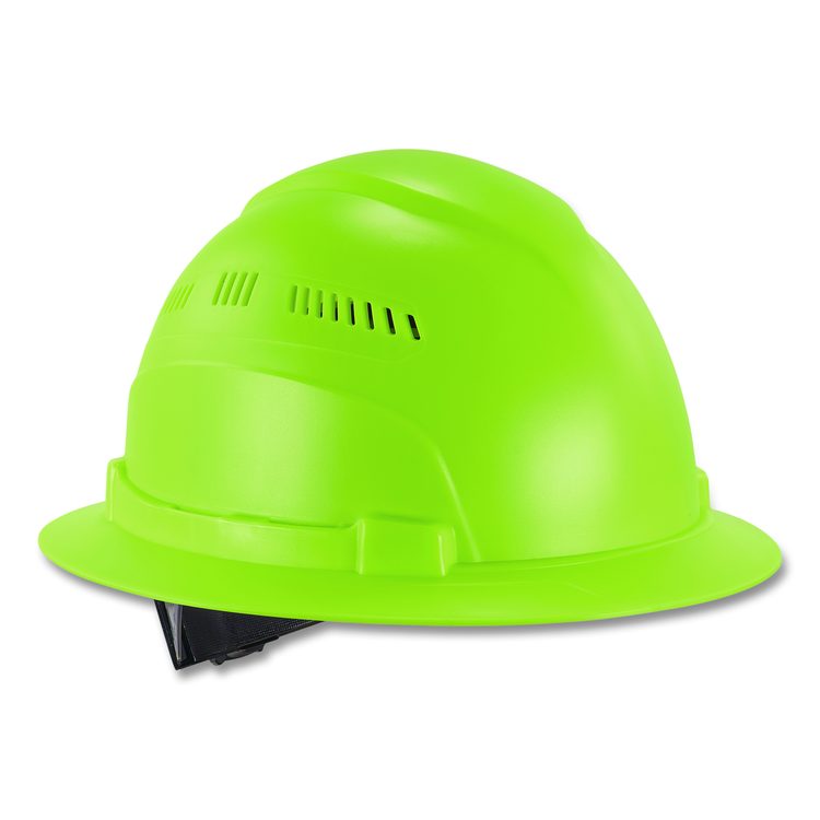 Skullerz 8968 Class C Lightweight Full Brim Hard Hat with Adjustable Venting, 6-Point Ratchet, One Size Fits Most, Lime