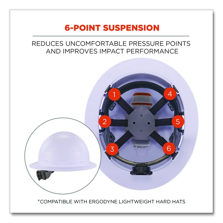 Skullerz 8986 6-Point Hard Hat Suspension Replacement, Gray