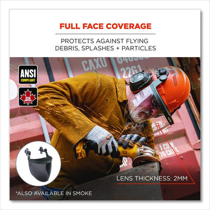 Skullerz 8994 Anti-Scratch/Anti-Fog Hard Hat Face Shield, Cap-Style/Safety Helmet Adapter, Clear Lens