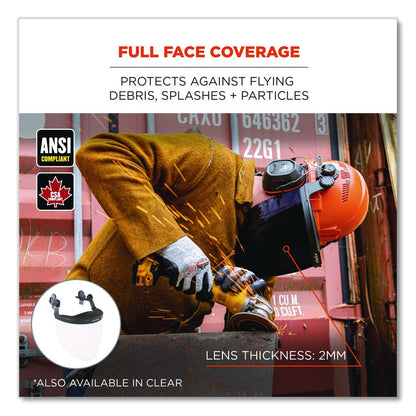 Skullerz 8994 Anti-Scratch/Anti-Fog Hard Hat Face Shield, Cap-Style/Safety Helmet Adapter, Smoke Lens