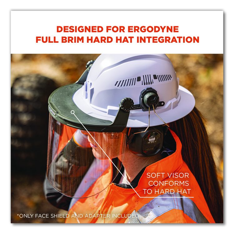 Skullerz 8995 Anti-Scratch and Anti-Fog Hard Hat Face Shield with Adapter for Full Brim, Clear Lens