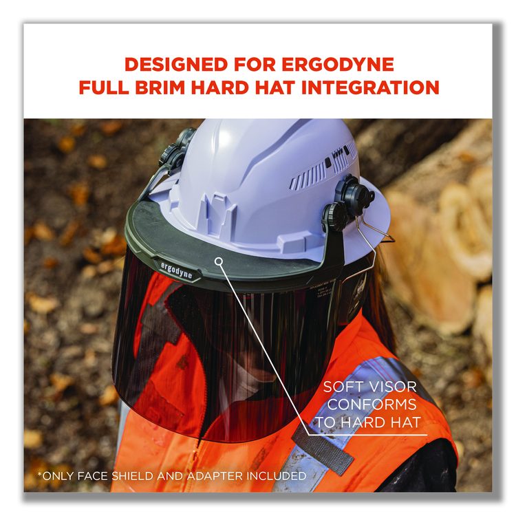 Skullerz 8995 Anti-Scratch and Anti-Fog Hard Hat Face Shield with Adapter for Full Brim, Smoke Lens