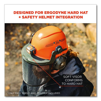 Skullerz 8989 Mesh Face Shield with Adapter for Hard Hat and Safety Helmet, Gray
