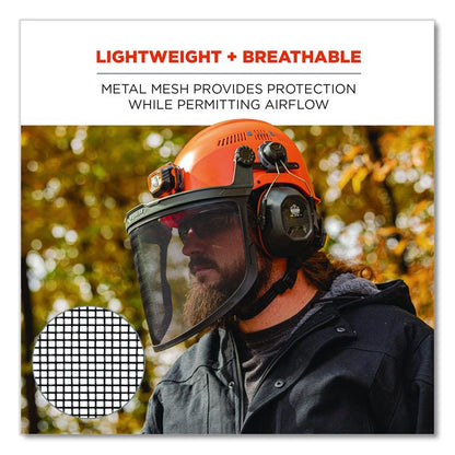 Skullerz 8989 Mesh Face Shield with Adapter for Hard Hat and Safety Helmet, Gray