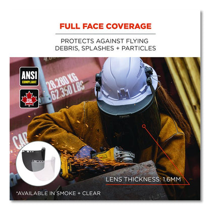Skullerz 8998 Anti-Scratch/Anti-Fog Face Shield Replacement for Full Brim Hard Hat, Smoke Lens