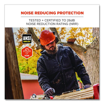 Skullerz 8880 NRR 26dB Hard Hat Mounted Earmuffs, Cap-Style Front Brim, 26 dB NRR, Black/Red